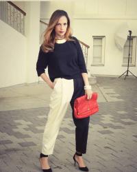 Two-tone black and white pants