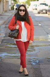 Suede Biker Jacket and Faux Fur Snood