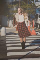 Plaid skirt in winter wind