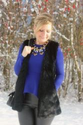 winter wonderland in striped coat