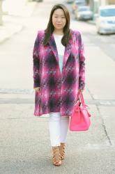 Mosaic Print Coat and Candy Colour Birkin