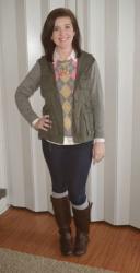 Pinned It and Did It: Olive Green Vest and Sparkle