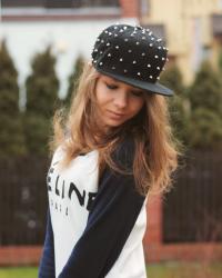 Studded cap.