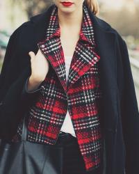 checked biker jacket