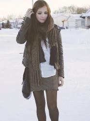 Anywhere // Houndstooth Scalloped Skirt, Matt and Nat Bag