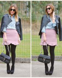 Pink skirt.