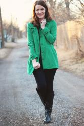 Outfit of the Week - All Black and a Green Coat 