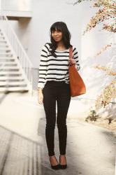 B&W stripes and ponte pants