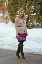 Striped Dress and Belted Cardigan