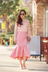 Smokey Pink: Peplum Skirt and Embellishment Clutch