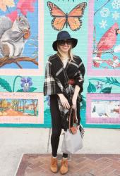 Plaid Poncho + Floppy Hat