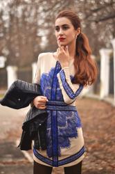 Blue Lace Mesh Dress.