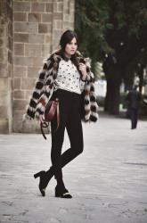 Faux fur and little floral details