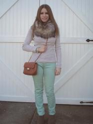 Faux Fur + Mint Jeans