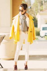 Winter Chic: White Jeans and Boxy Coat