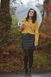 Pleather quilted skirt and Mustard Shirt (&Passion For Fashion Link Up!)