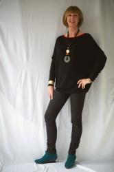 Teal booties, skinnies and the Angela Caputi necklace