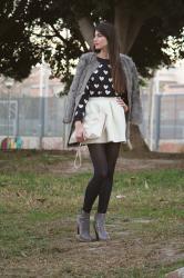 Falda beige acolchada