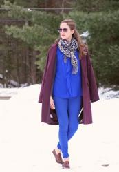 An unusual pairing:  burgundy and cobalt