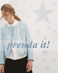 CAZADORA BIKER AZUL ZARA