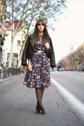 FLOWERED MIDI DRESS