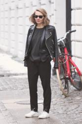 Black tuxedo and Stansmith 