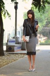 Lace pencil skirt.