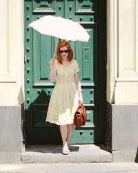 hot saturdays, yellow dresses, parasols and sprawly cats