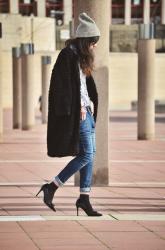 Black and Long Fur Coat