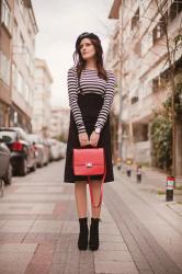 BERET & SKIRT WITH BRACES