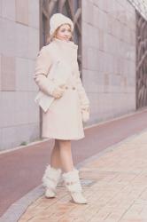 First snow: Pale pink coat