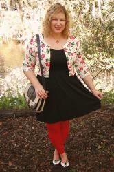 Possible Valentine's Day Outfit: Red Rose Cardi and Black