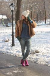 NY Day 5: Angel Sanchez Show & look, fur coat & beanie