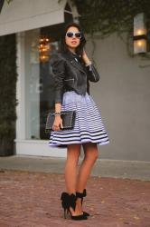 STUDS & STRIPES - KENZO DRESS & VALENTINO ROCKSTUD CLUTCH 