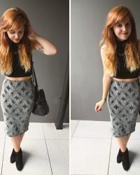 Outfit: Miss Selfridge glitter tube skirt