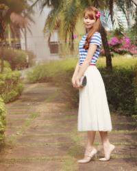 Going Nautical with Midi Skirts