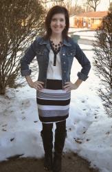 Pinterest Week: Day 5 Striped Skirt and Denim Jacket