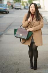 Camel Coat and Lace Trimming Skirt