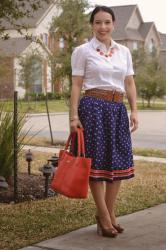 Work Style: Navy, orange and white