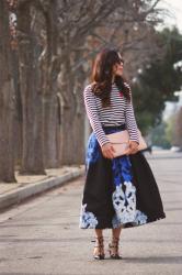 Mix Prints: Stripe Top and Full Skirt