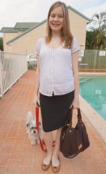 Professional Second Trimester Office Wear: Marc By Marc Jacobs Fran Bag, Pencil Skirts from Soon Maternity and Asos
