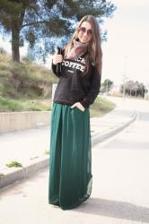 LONG GREEN SKIRT