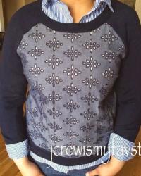 J. Crew Merino Sweater in Chambray Eyelet 