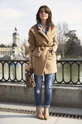 belted camel coat