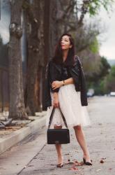 Edgy Meets Romantic: Leather Jacket and Tulle Skirt