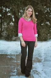 Pink, Polka Dots, and Pinstripe (and Sewing Quick Fix)