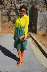 [Skirt Style Guide]: Green Tweed Skirt & Chartreuse!
