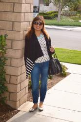 Open Drape Cardigan with Polka Dots