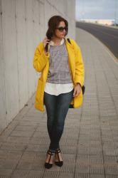 Yellow coat & houndstooth