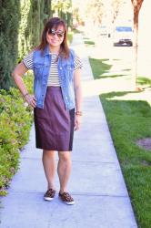 Day to Night  - Faux Leather Panel Skirt